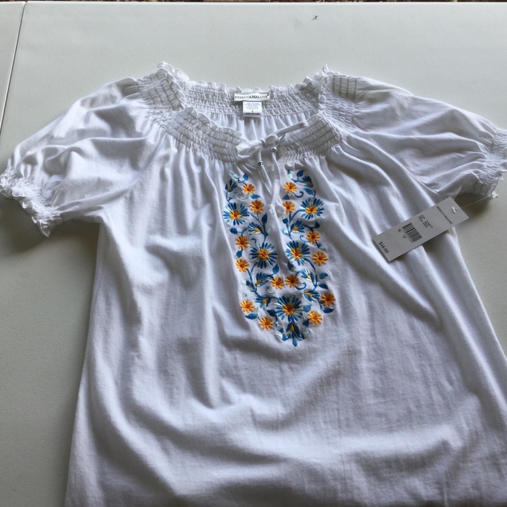 REBECCA MALONE Embroidered Top Size Small - Picture 3 of 8